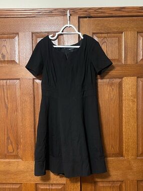 White House Black Market Black Fit & Flare Short Sleeve Dress - Size 12